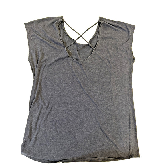 Victorias Secret Shirt Womens Large Blue Criss Cross Back Heart Yoga Lounge Tee - Picture 3 of 4